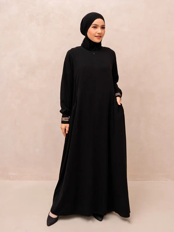 Saqqina Hijab - Zamira Abaya (Abaya Dress Haji dan Umrah) Muslim Gamis Wanita Outer (Bahan Bonanza Super Premium / Anti Uv) - Abaya Saqqina Hijab