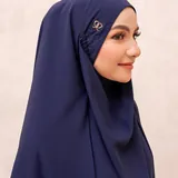 Saqqina Hijab - Elvara French Khimar ( Jilbab Syari Khimar Haji dan Umrah Bahan Cordoba / Airflow Super Premium) - Anti Uv thumbnail 2
