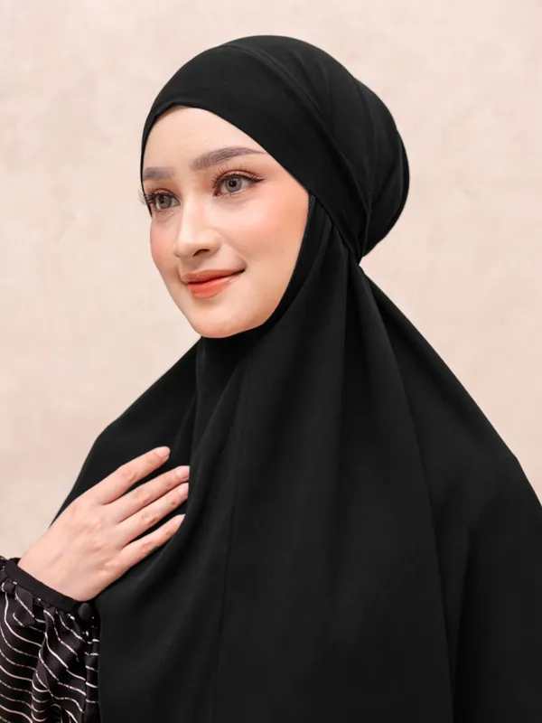 Saqqina Hijab - Khayra French Khimar ( Jilbab Syari Khimar Haji dan Umrah Bahan Bonanza  / Airflow Super Premium) - Anti Uv - Khimar Saqqina Hijab