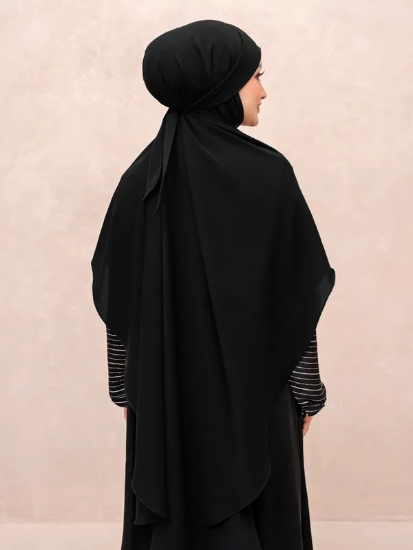 Saqqina Hijab - Khayra French Khimar ( Jilbab Syari Khimar Haji dan Umrah Bahan Bonanza  / Airflow Super Premium) - Anti Uv - Khimar Saqqina Hijab