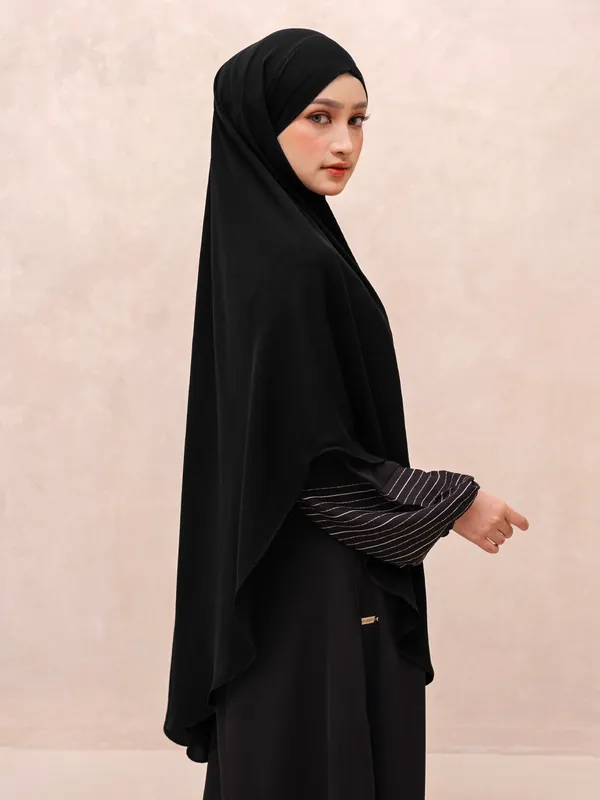 Saqqina Hijab - Khayra French Khimar ( Jilbab Syari Khimar Haji dan Umrah Bahan Bonanza  / Airflow Super Premium) - Anti Uv - Khimar Saqqina Hijab