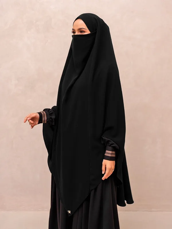 Saqqina Hijab - Nayara French Khimar ( Jilbab Syari Khimar Haji dan Umrah Bahan Bonanza  / Airflow Super Premium) - Anti Uv - Khimar Saqqina Hijab