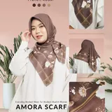 Saqqina Hijab - Hijab Segi Empat Amora - Dark Brown ML (Square Scarf Motif Premium Lasercut) thumbnail 1