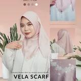 Saqqina Hijab - Hijab Segi Empat Vela - Soft Pink ML (Square Scarf Motif Premium Lasercut) thumbnail 1